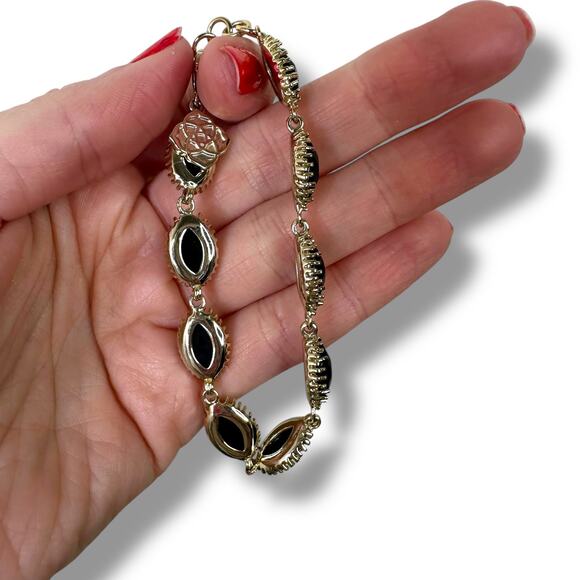 Kendra Scott Jana Line Black Gold Embossed Marquise-Cut Slinky Line Bracelet - Picture 6 of 7